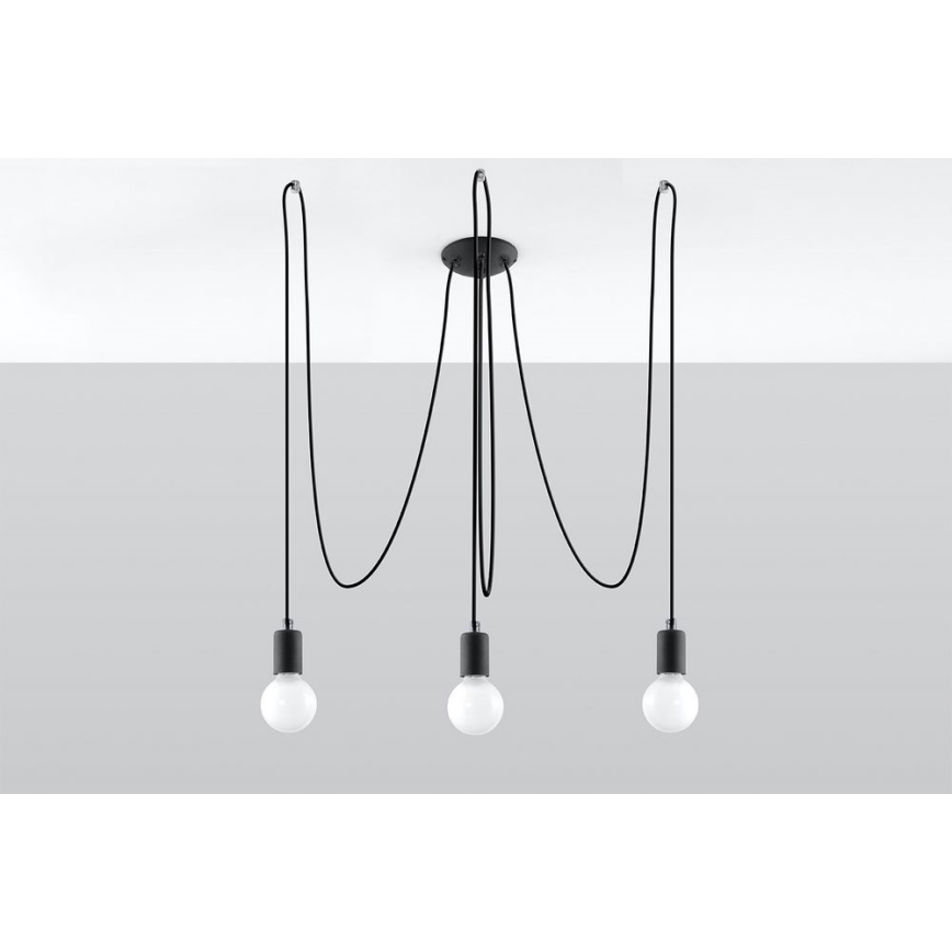 Hängeleuchte EDISON 3 3xE27/60W/230V Spinne schwarz