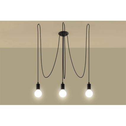 Hängeleuchte EDISON 3 3xE27/60W/230V Spinne schwarz