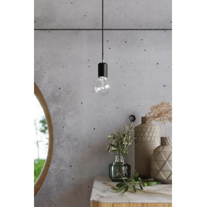 Lampadario a sospensione con filo EDISON 3 3xE27/60W/230V ragno nero