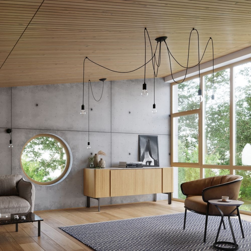Suspension filaire EDISON 3 3xE27/60W/230V araignée noir