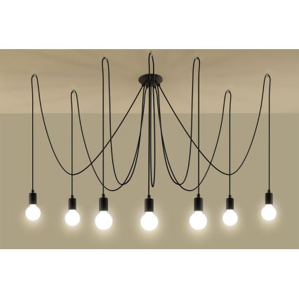 Suspension filaire EDISON 7 7xE27/60W/230V araignée noir
