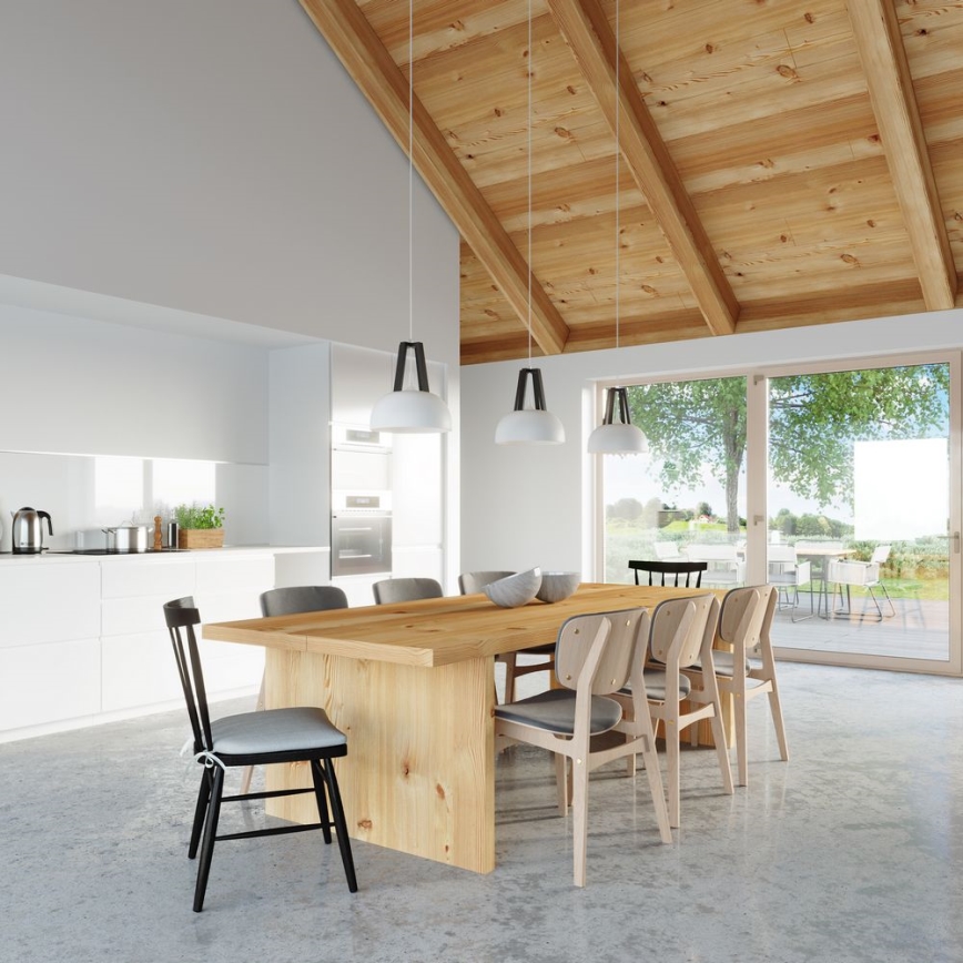 Lampadario a sospensione con filo CASCO 1xE27/60W/230V diametro 30 cm Betulla/faggio