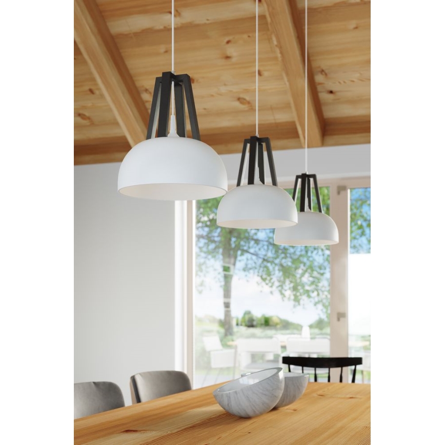 Lampadario a sospensione con filo CASCO 1xE27/60W/230V diametro 30 cm Betulla/faggio