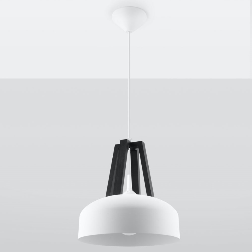 Lampadario a sospensione con filo CASCO 1xE27/60W/230V diametro 30 cm Betulla/faggio