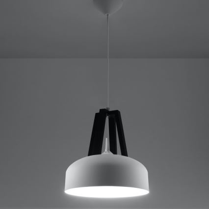 Lampadario a sospensione con filo CASCO 1xE27/60W/230V diametro 30 cm Betulla/faggio