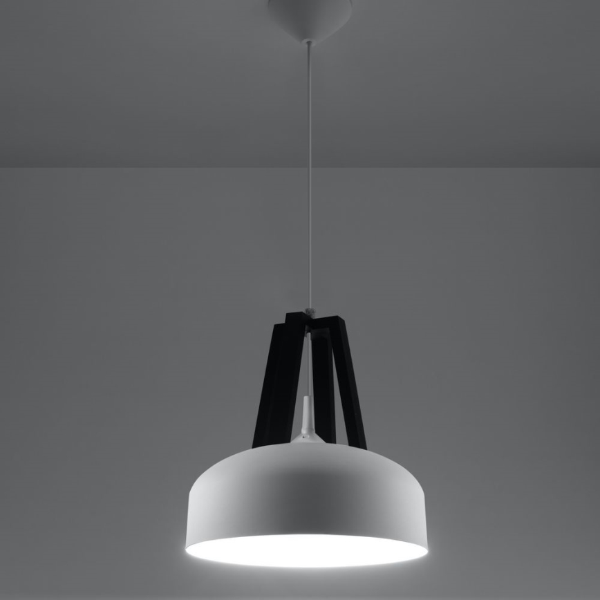 Lampadario a sospensione con filo CASCO 1xE27/60W/230V diametro 30 cm Betulla/faggio