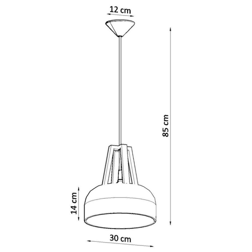 Lampadario a sospensione con filo CASCO 1xE27/60W/230V diametro 30 cm Betulla/faggio