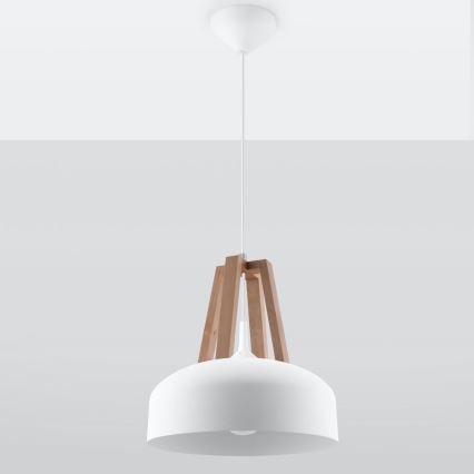 Lampadario a sospensione con filo CASCO 1xE27/60W/230V diametro 30 cm Betulla