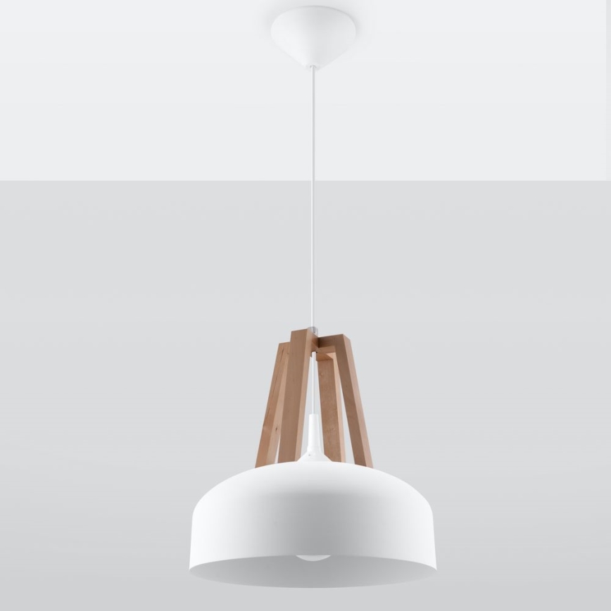 Lampadario a sospensione con filo CASCO 1xE27/60W/230V diametro 30 cm Betulla