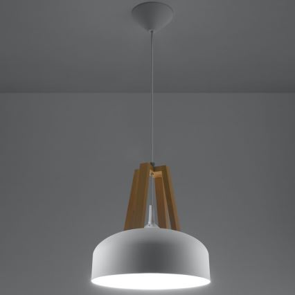 Lampadario a sospensione con filo CASCO 1xE27/60W/230V diametro 30 cm Betulla