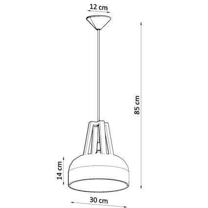 Lampadario a sospensione con filo CASCO 1xE27/60W/230V diametro 30 cm Betulla