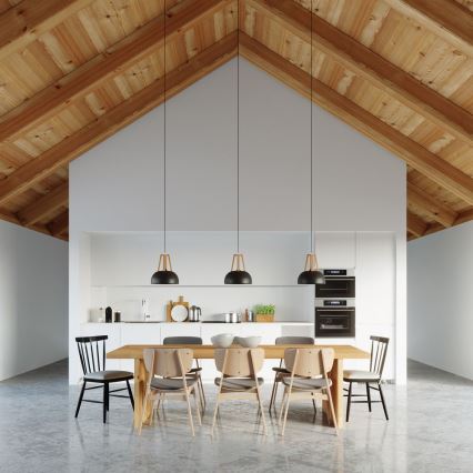 Lampadario a sospensione con filo CASCO 1xE27/60W/230V diametro 30 cm Betulla