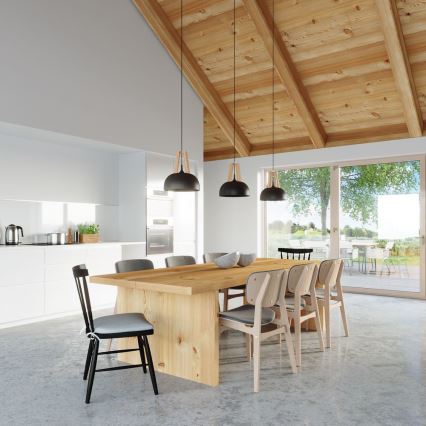 Lampadario a sospensione con filo CASCO 1xE27/60W/230V diametro 30 cm Betulla