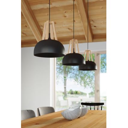 Lampadario a sospensione con filo CASCO 1xE27/60W/230V diametro 30 cm Betulla