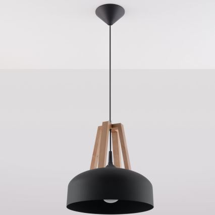 Lampadario a sospensione con filo CASCO 1xE27/60W/230V diametro 30 cm Betulla