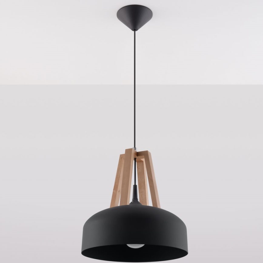 Lampadario a sospensione con filo CASCO 1xE27/60W/230V diametro 30 cm Betulla