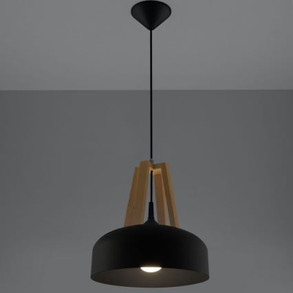 Lampadario a sospensione con filo CASCO 1xE27/60W/230V diametro 30 cm Betulla
