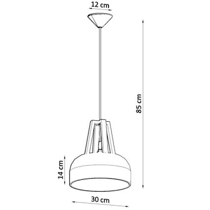 Lampadario a sospensione con filo CASCO 1xE27/60W/230V diametro 30 cm Betulla