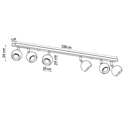 Faretto da binario OCULARE 6xGU10/10W/230V