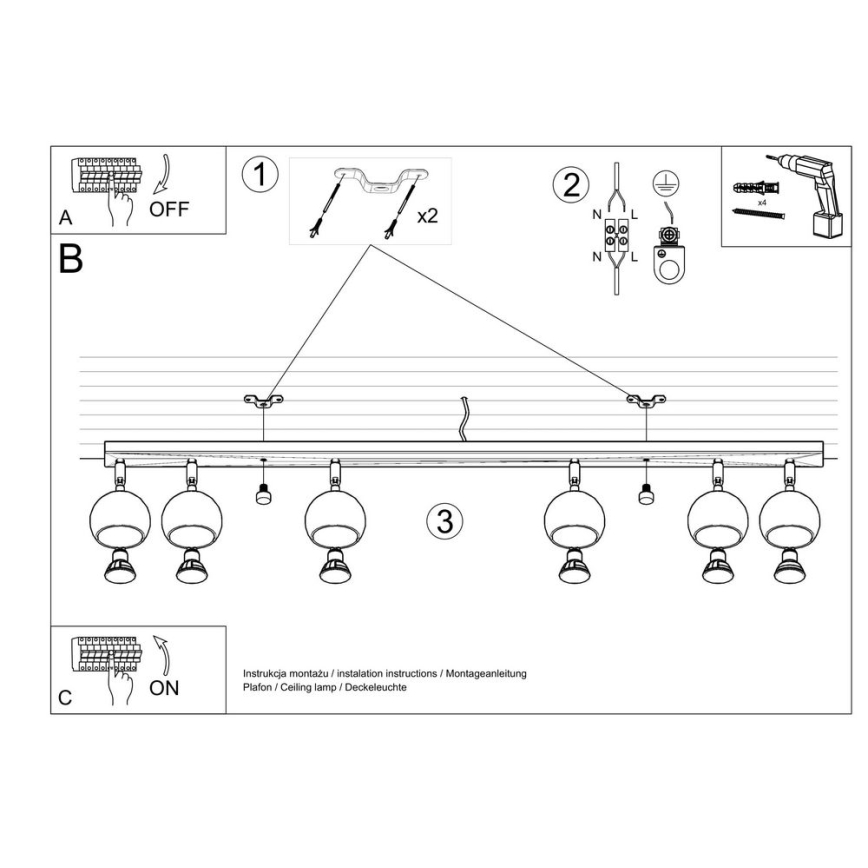 Spot de plafond OCULARE 6xGU10/10W/230V