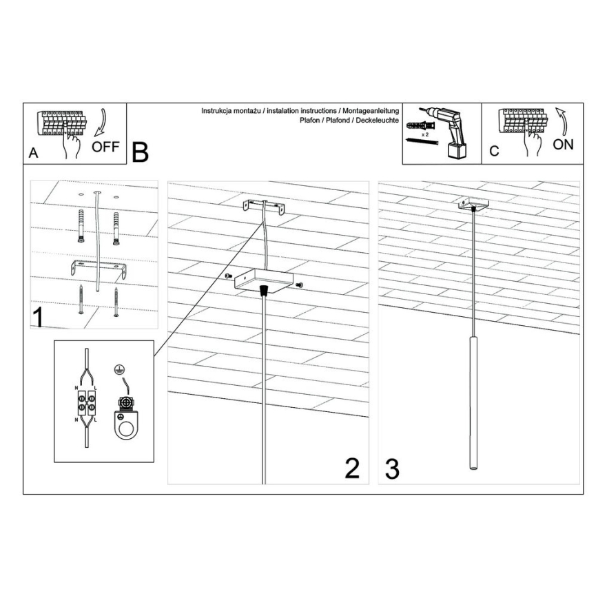 Suspension filaire PASTELO 1xG9/8W/230V noir