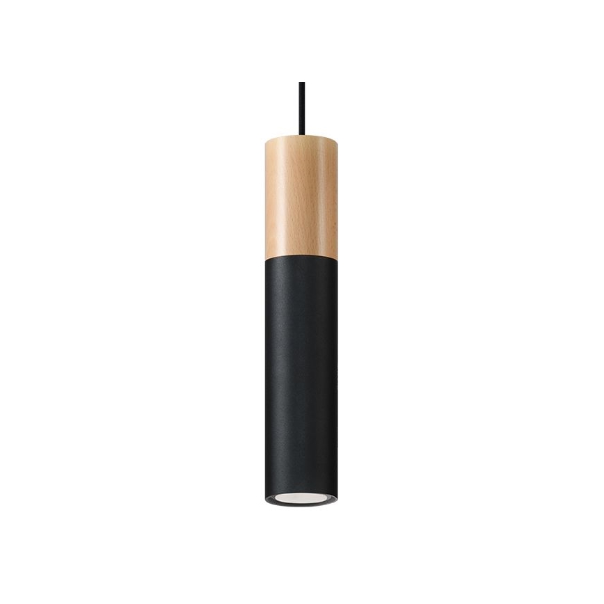 Suspension filaire PABLO 1xGU10/40W/230V noir/hêtre