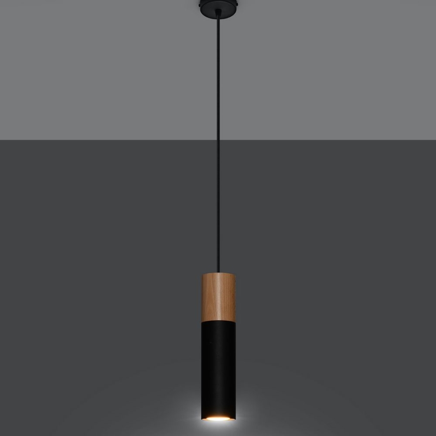 Suspension filaire PABLO 1xGU10/40W/230V noir/hêtre