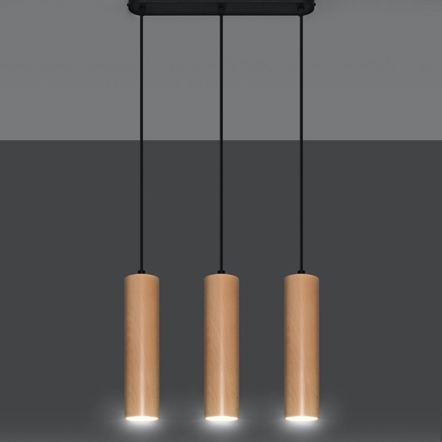 Suspension filaire LINO 3xGU10/40W/230V hêtre