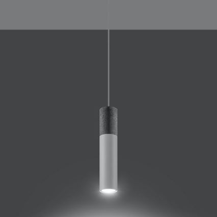 Deckenleuchte an Kabel BORGIO 1xGU10/40W/230V Beton/Metall Weiß