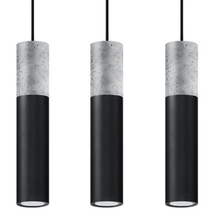 Deckenleuchte an Kabel BORGIO 3xGU10/40W/230V Beton/Metall Schwarz