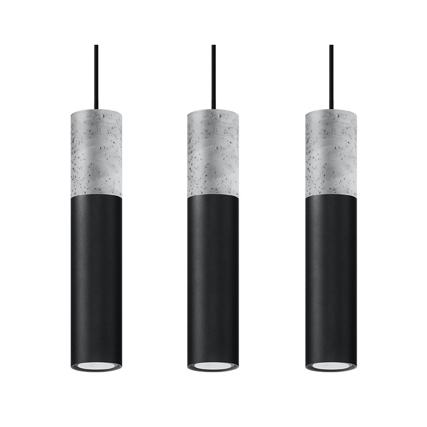 Deckenleuchte an Kabel BORGIO 3xGU10/40W/230V Beton/Metall Schwarz