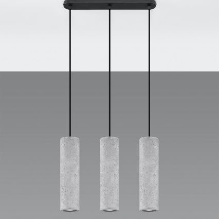 Deckenleuchte an Kabel LUVO 3xGU10/40W/230V Beton/Schwarz