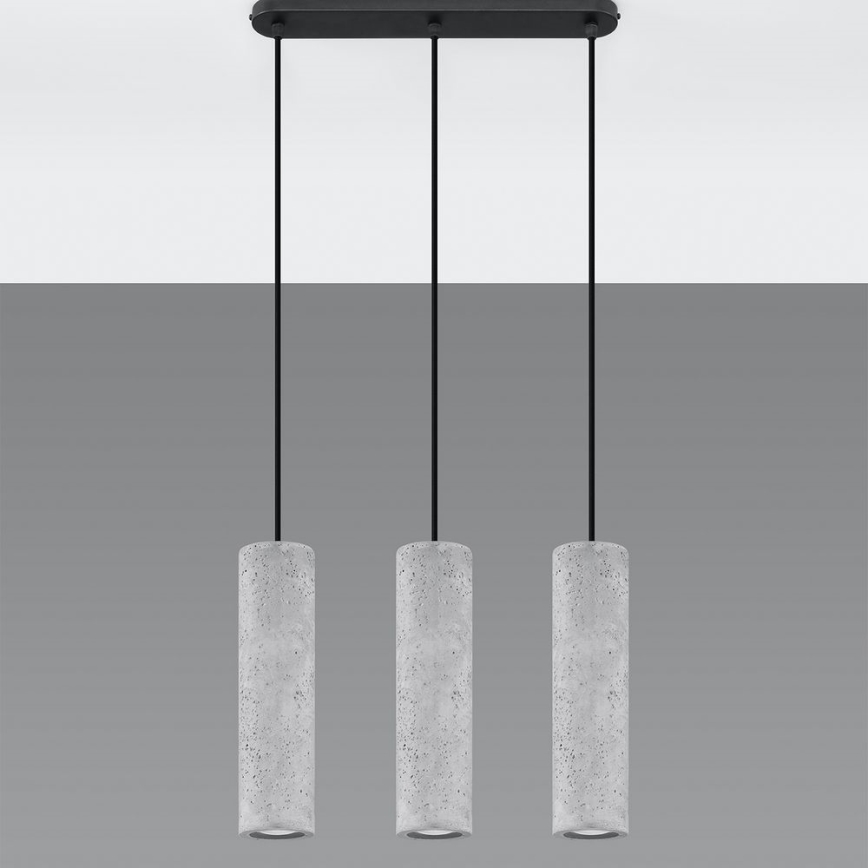 Deckenleuchte an Kabel LUVO 3xGU10/40W/230V Beton/Schwarz
