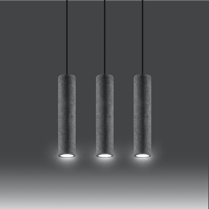 Deckenleuchte an Kabel LUVO 3xGU10/40W/230V Beton/Schwarz