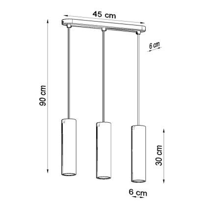 Deckenleuchte an Kabel LUVO 3xGU10/40W/230V Beton/Schwarz