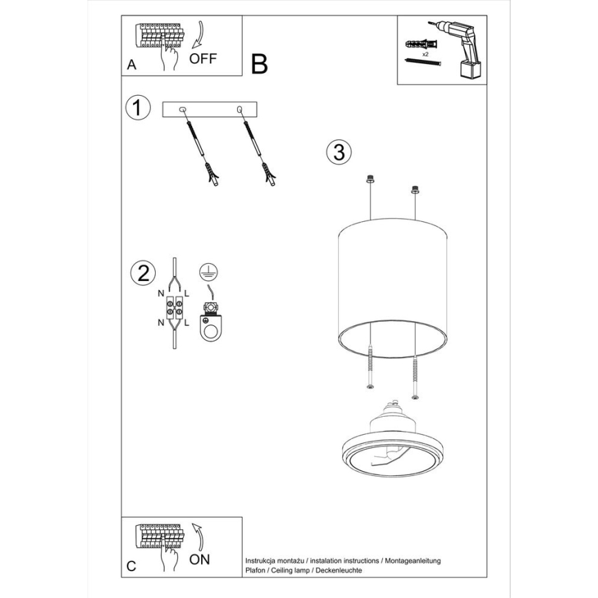 Faretto TIUBE 1xGU10-AR111/10W/230V