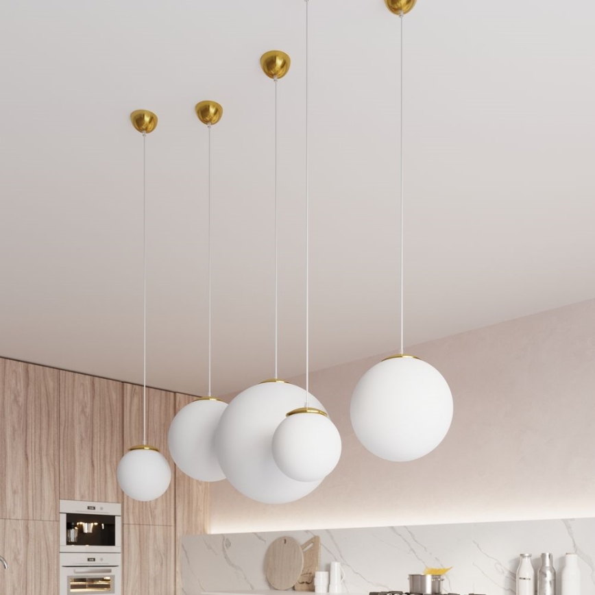 Lampadario a cavo TOYA 1xE27/60W/230V Ø 20 cm bianco/oro