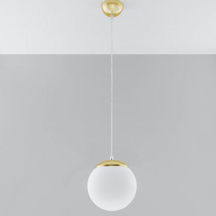 Lampadario a cavo TOYA 1xE27/60W/230V Ø 20 cm bianco/oro