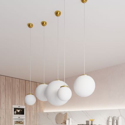 Suspension sur câble TOYA 1xE27/60W/230V Ø 20 cm blanc/doré