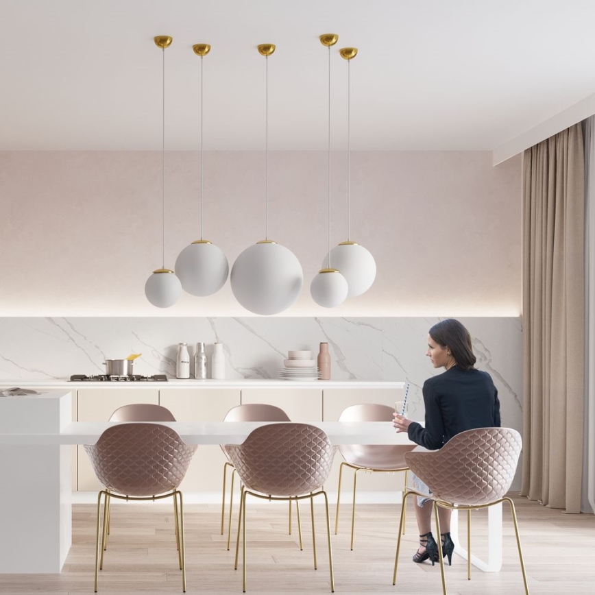 Suspension sur câble TOYA 1xE27/60W/230V Ø 20 cm blanc/doré