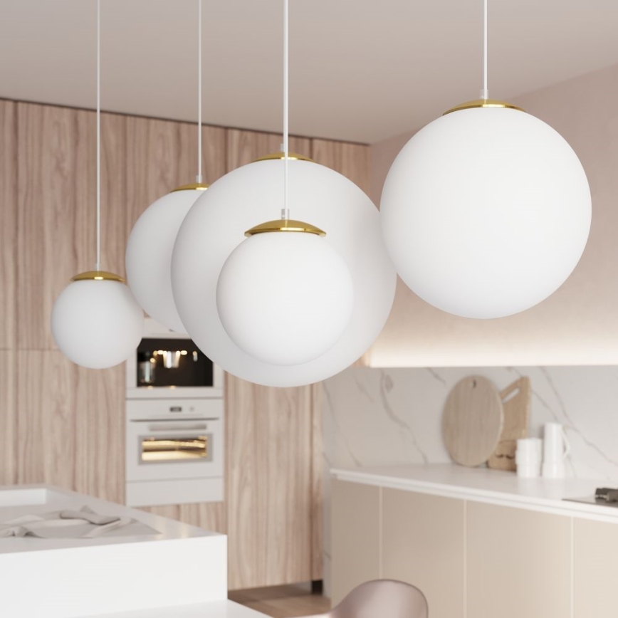 Lampadario a sospensione con cavo TOYA 1xE27/60W/230V Ø 30 cm bianco/oro