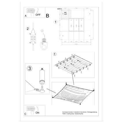 Plafonnier LED LUNA 6xG13/8,5W/230V 140x140 cm blanc