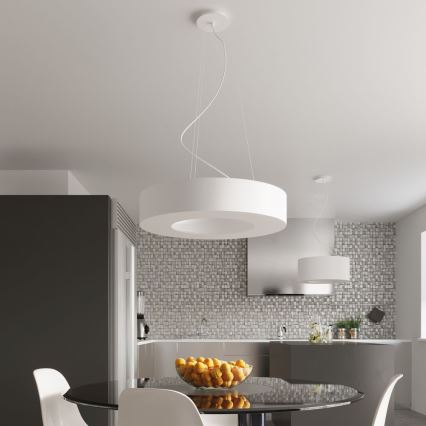 Lampadario su filo SATURNO SLIM 5xE27/60W/230V d. 50 cm bianco