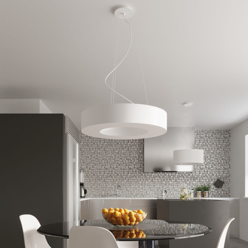 Lampadario su filo SATURNO SLIM 5xE27/60W/230V d. 50 cm bianco