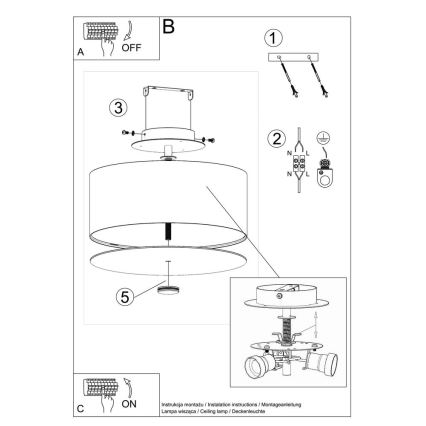 Plafoniera SKALA 3xE27/60W/230V diametro 30 cm bianco