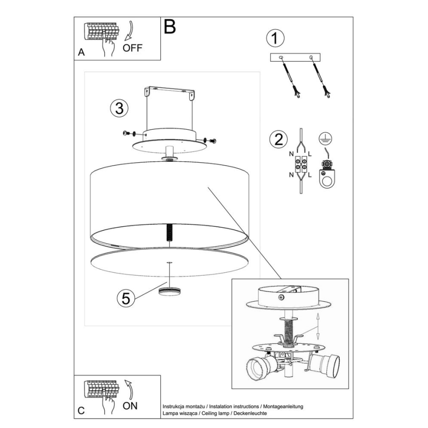 Plafoniera SKALA 3xE27/60W/230V diametro 30 cm bianco