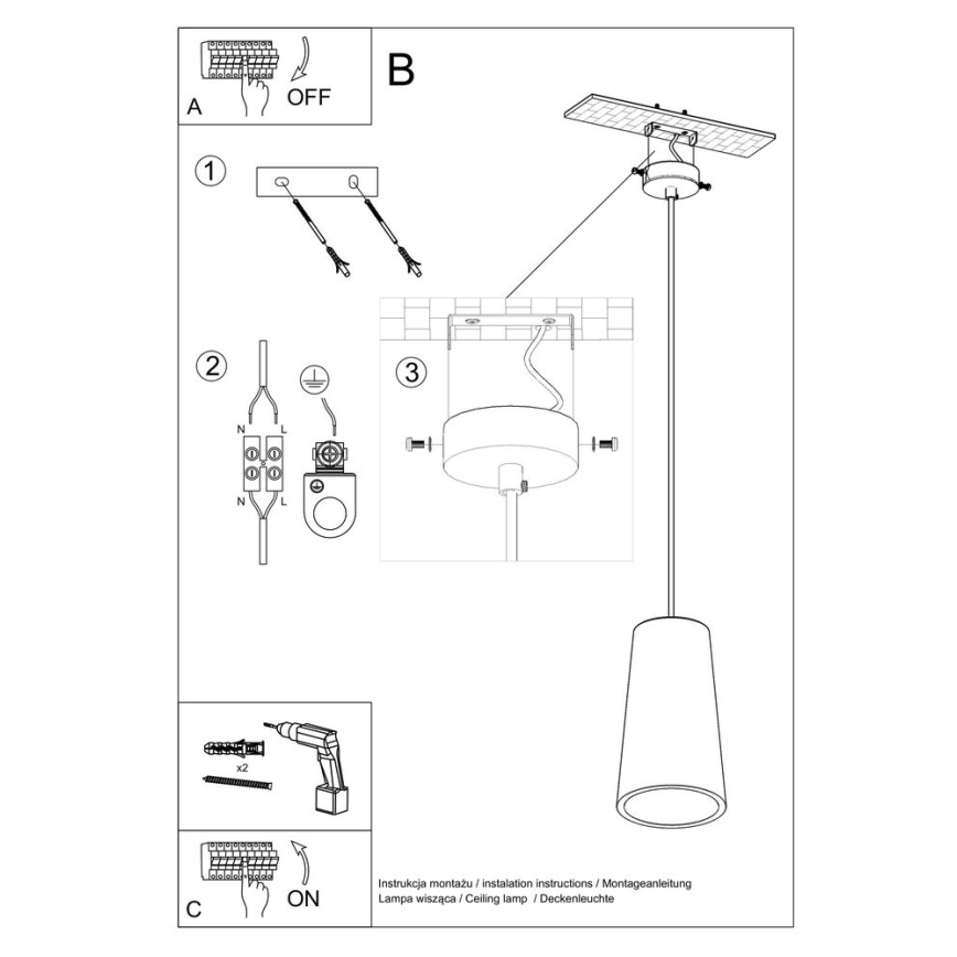 Suspension filaire GULCAN 1xE27/15W/230V