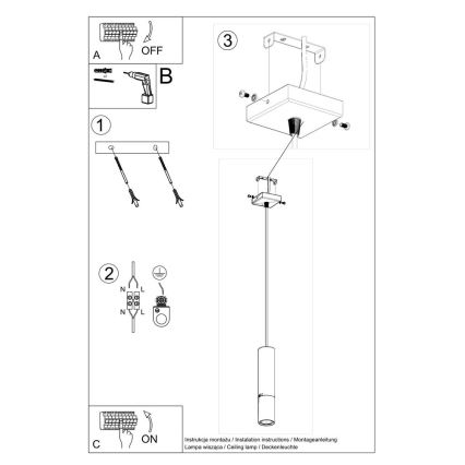 Lampadario a sospensione con filo LOOPEZ 1xGU10/10W/230V nero/cromo lucido