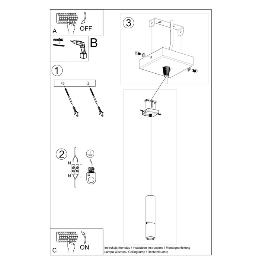 Lampadario a sospensione con filo LOOPEZ 1xGU10/10W/230V nero/cromo lucido