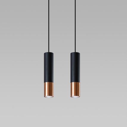 Suspension filaire LOOPEZ 2xGU10/10W/230V noir/cuivre
